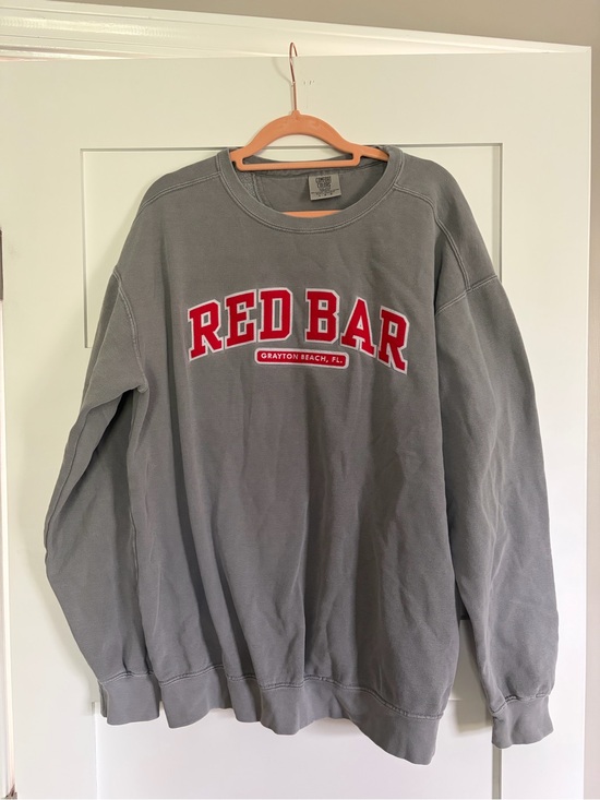 Comfort Colors Tops - Comfort Colors Gray Crewneck with Red ‘RED BAR’ Logo